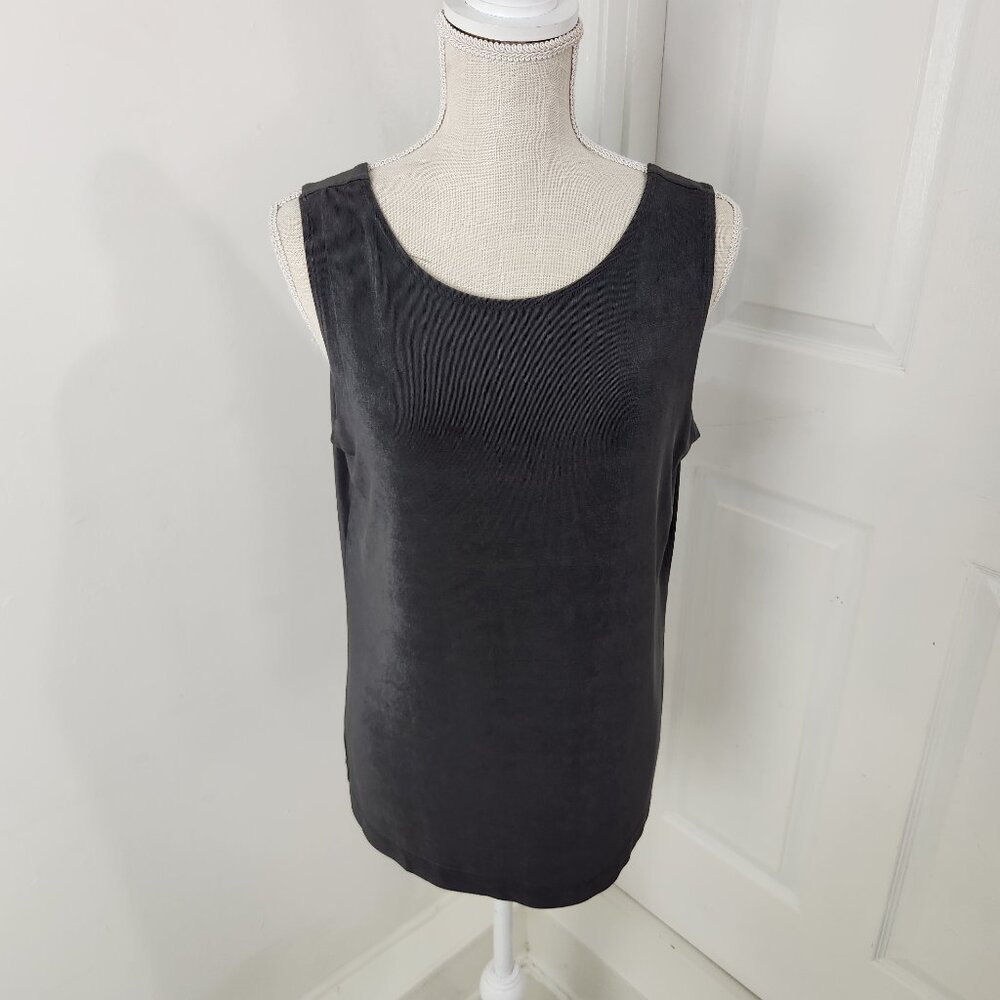 Chicos Top Womens 2 Gray Travelers Slinky Stretchy Sleeveless Capsule Wardrobe